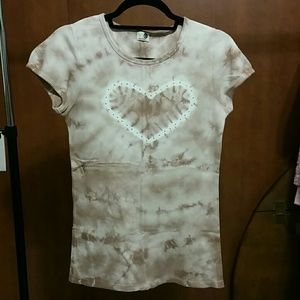 Brown and White tie dye shirt Size L